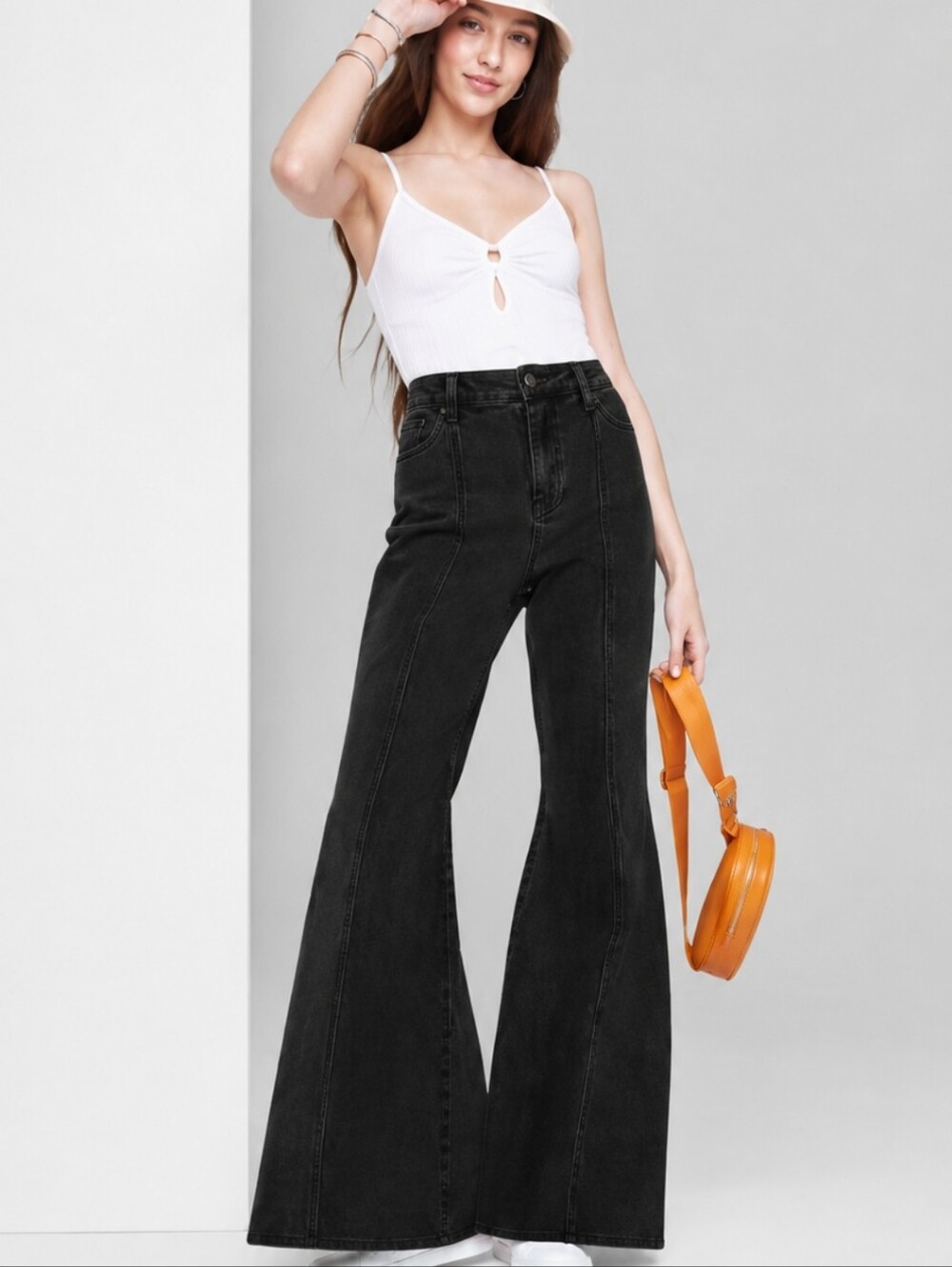 wild fable Black High-Rise Wide-Leg Flare Jeans